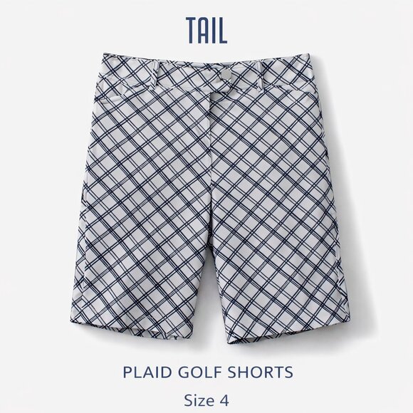 Tail Women’s Plaid Golf Shorts Size 4 White Black Stretch Golf Casual Shorts - Picture 2 of 8